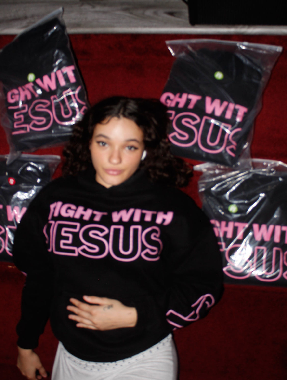 Fight with Jesus breast cancer awareness hoodie