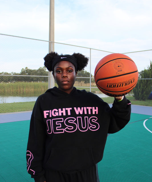 Fight with Jesus breast cancer awareness hoodie