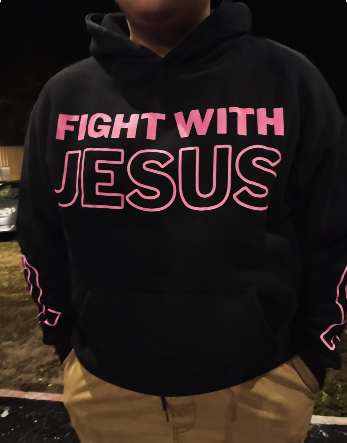 Fight with Jesus breast cancer awareness hoodie
